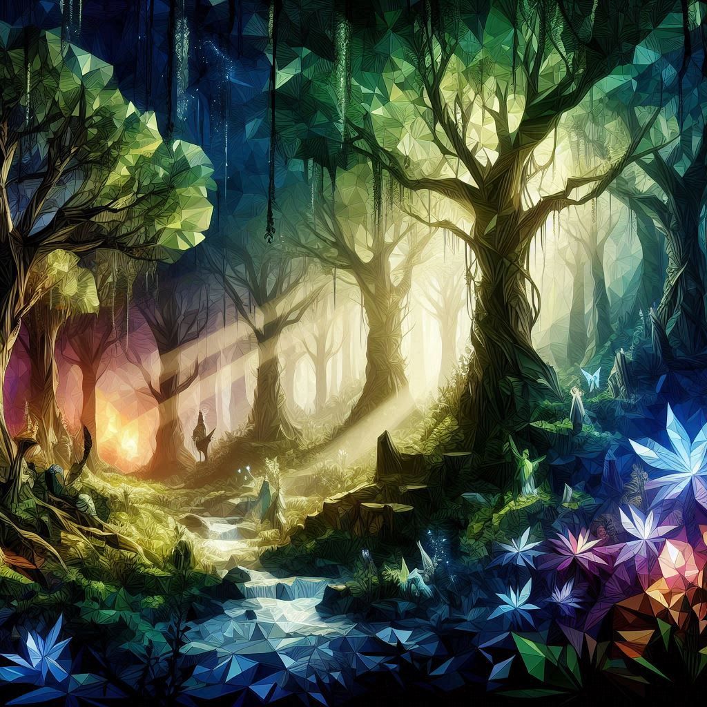 Low poly enchanted forest