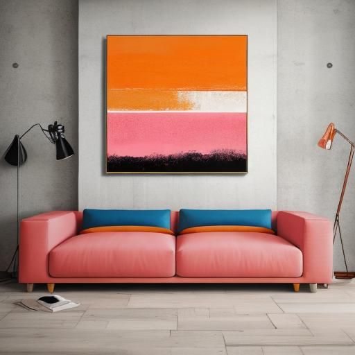 abstract painting geometric shapes pink orange print