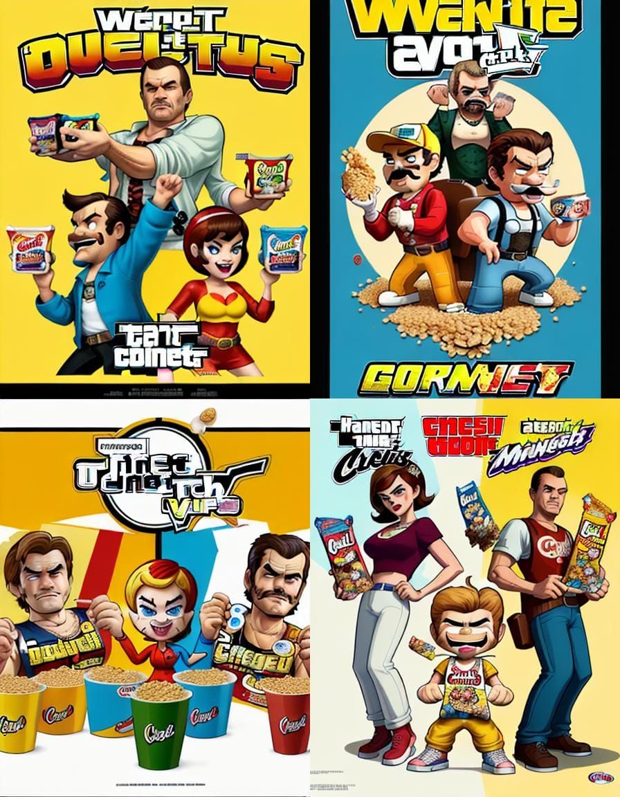 [gta V poster][video game art] Cereal mascots. Kellog's mascots ...