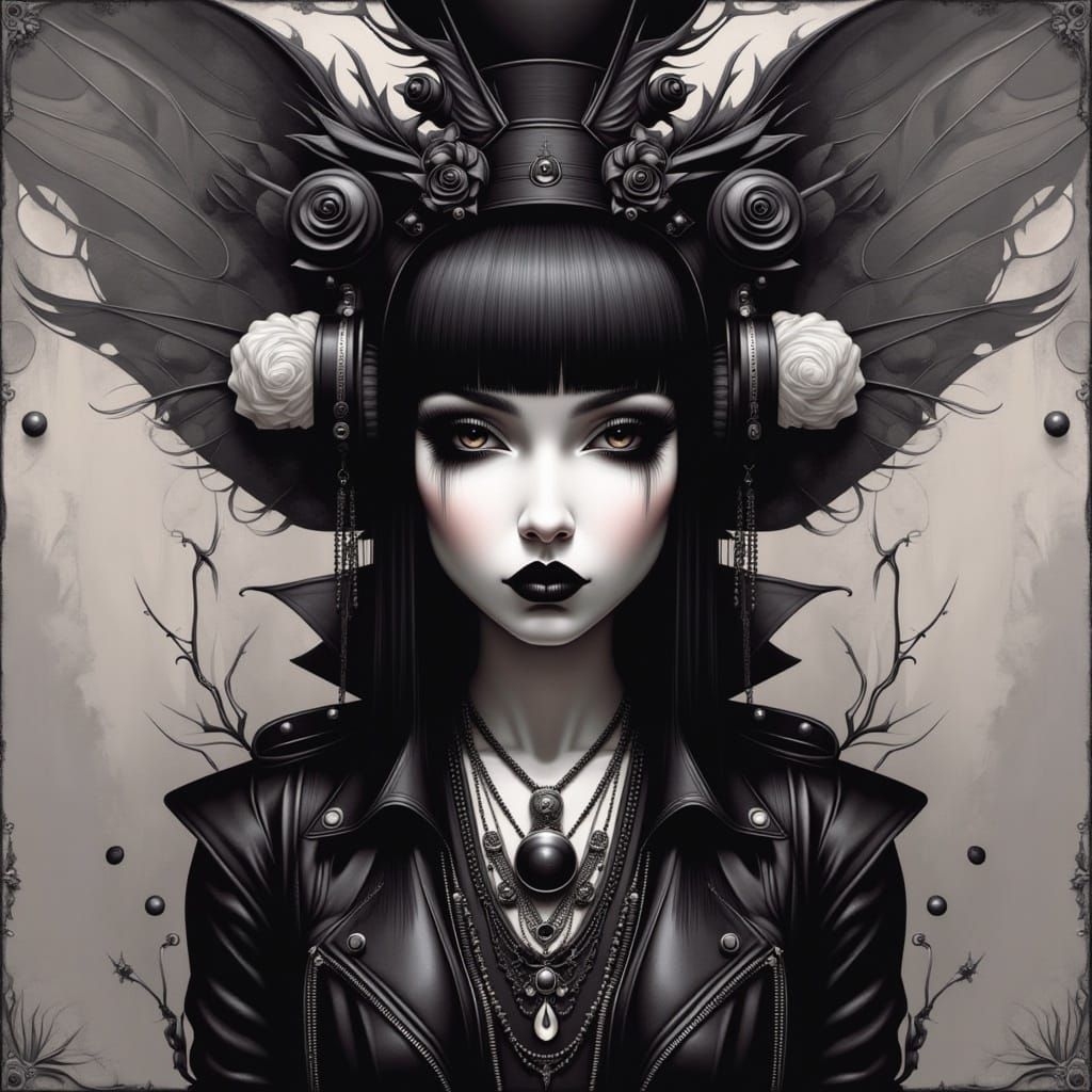 <lora:Goth Punk Flux:1.0> A pouty goth punk girl