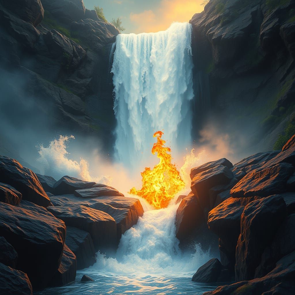 Burning Love Waterfall Meeting Stream