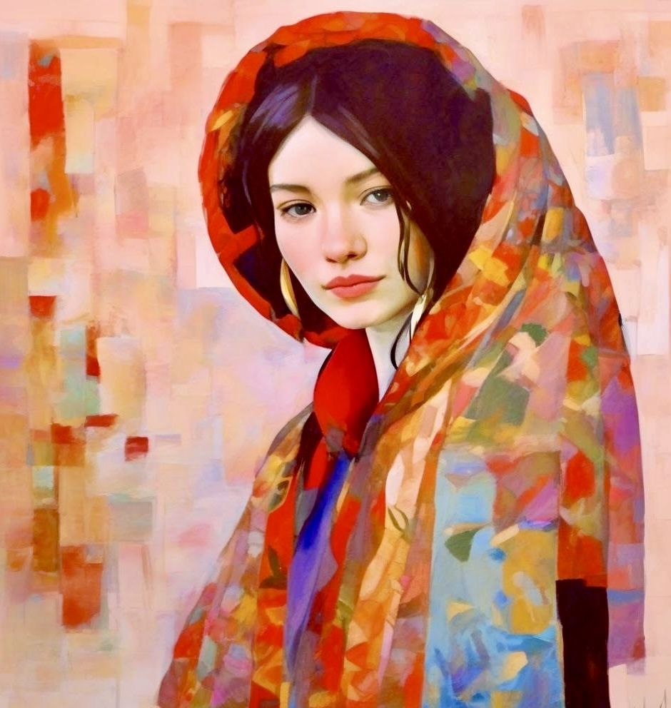 Woman in a colorful robe