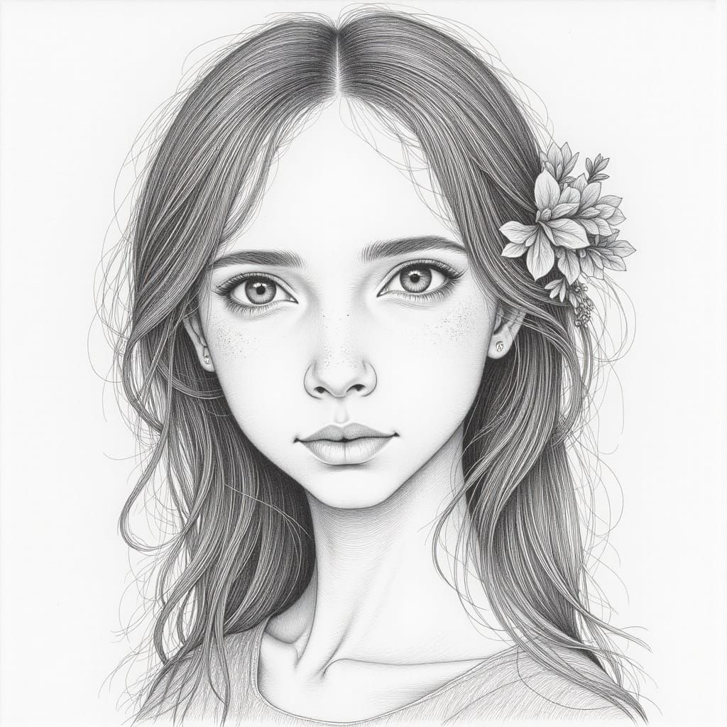 Ballpoint Pen Drawing of a Woman's Face