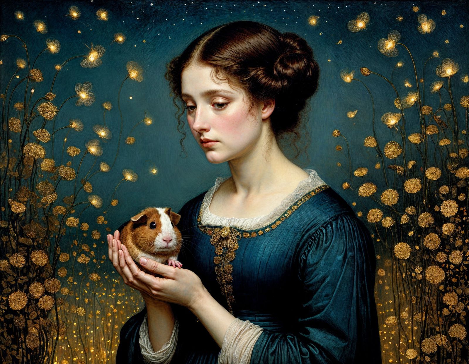 victorian lady with guinea pig