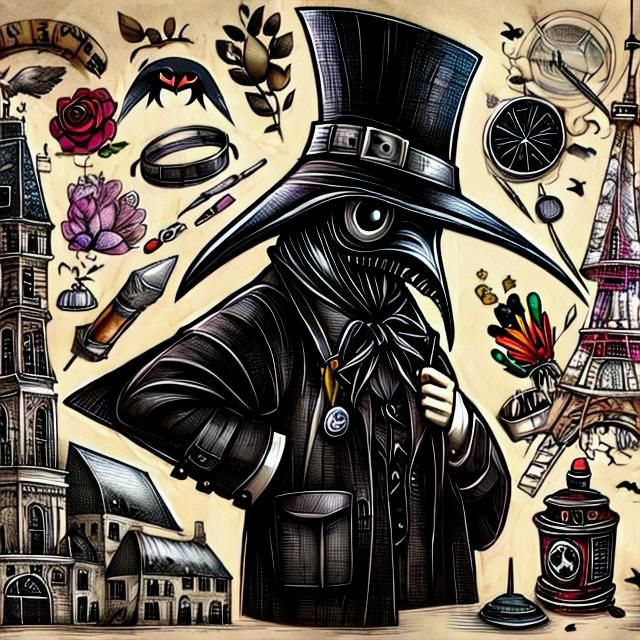  <lora:DoodleSet:1.0> Plague Doctor