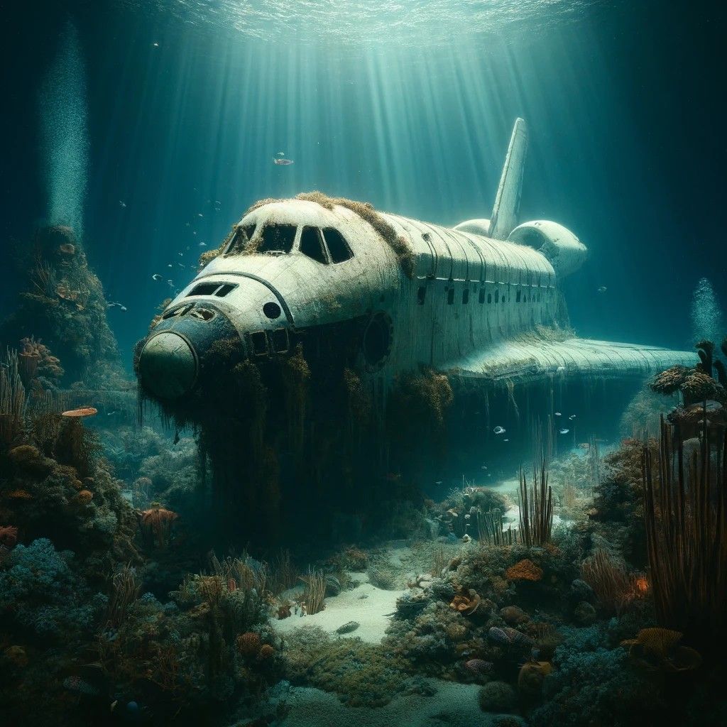Underwater space ship wreck