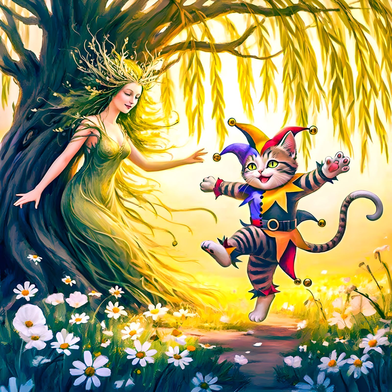 Jester Kitten and Willow Dryad Dancing
