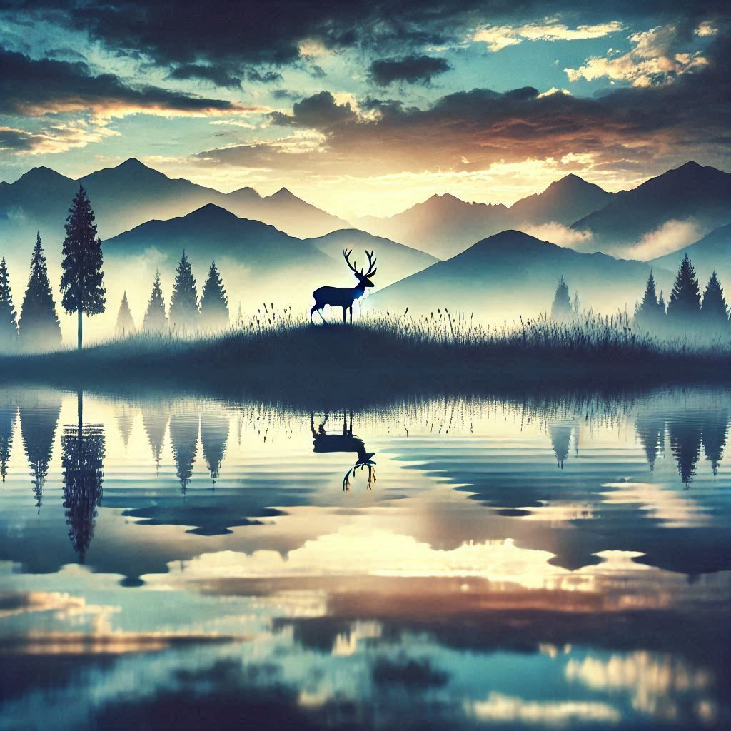 double exposure beautiful fantasy DALL-E 3 portrait landscape..