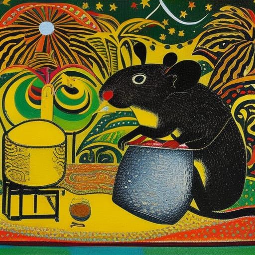 A mouse in sparkles comfortably settles in a mousetrap and, ...