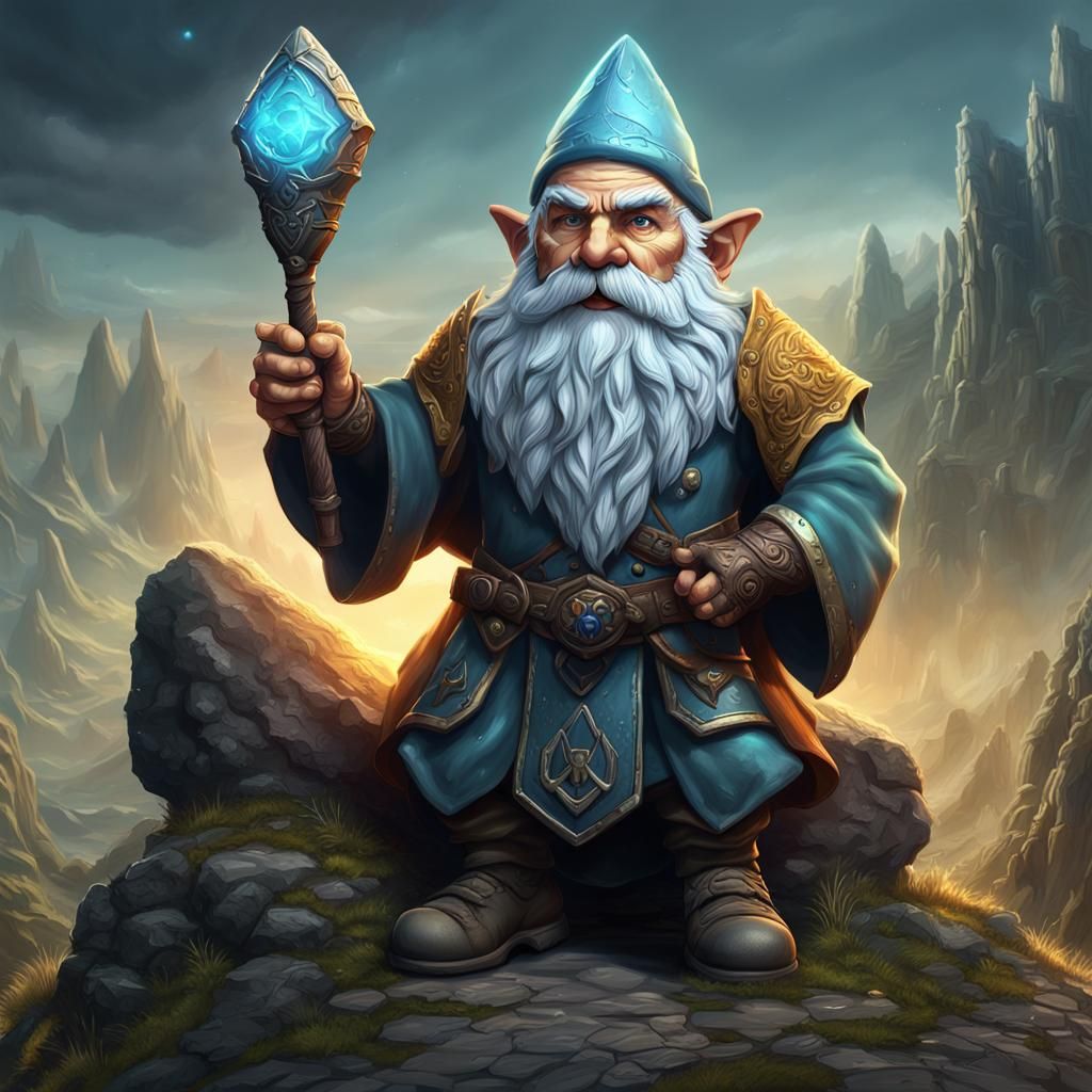 male rock gnome, acolyte, cleric, with a beard - AI Generated Artwork ...