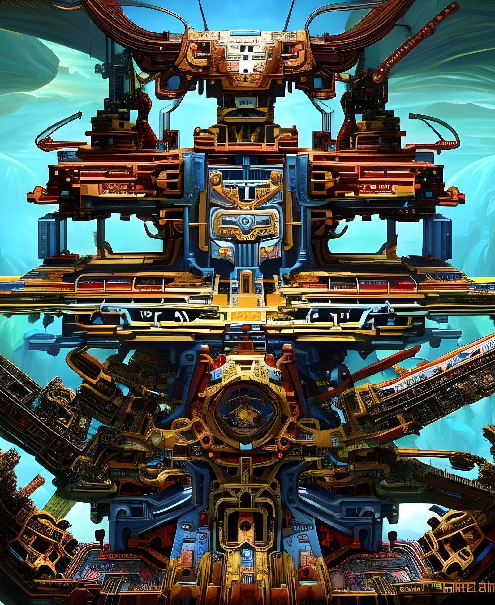 Abstract maximalist sci-fi architecture 21may23