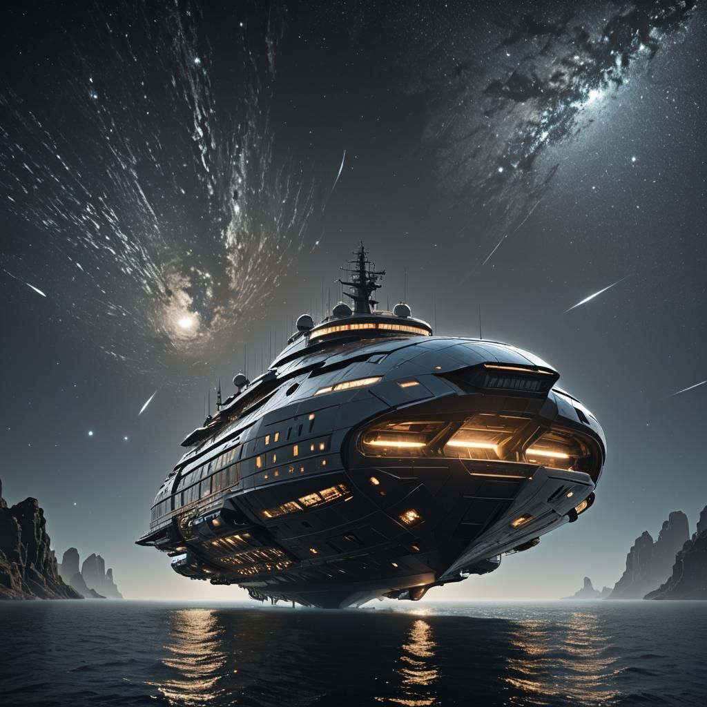Landing a space cruiser on WaterWorld
