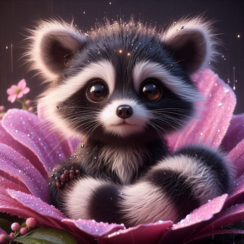 Rocky The Racoon thinks he makes a beautiful Flower  by @Fiona Etkin 1974 