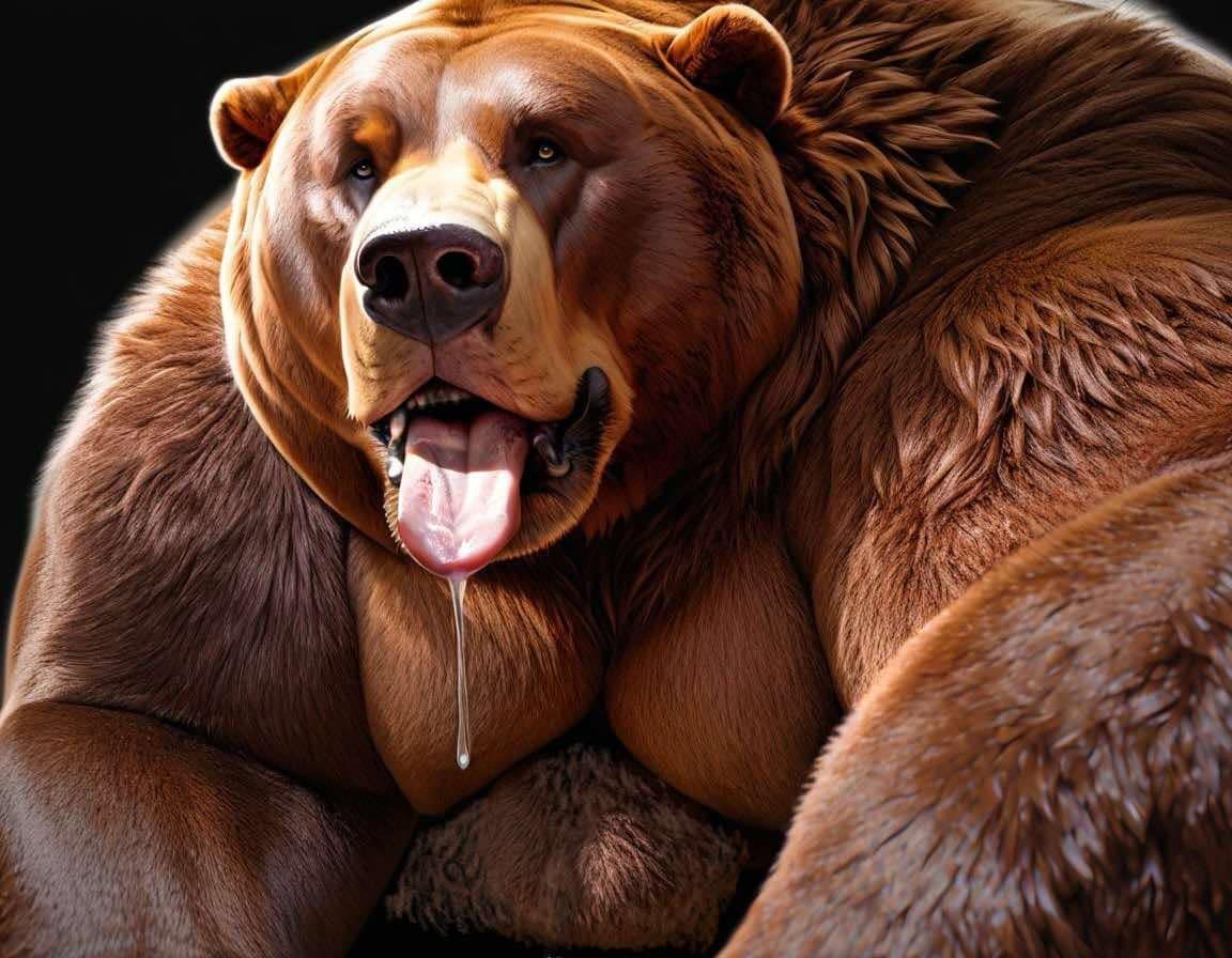 silly Kodiak Bear; sticking out his tongue