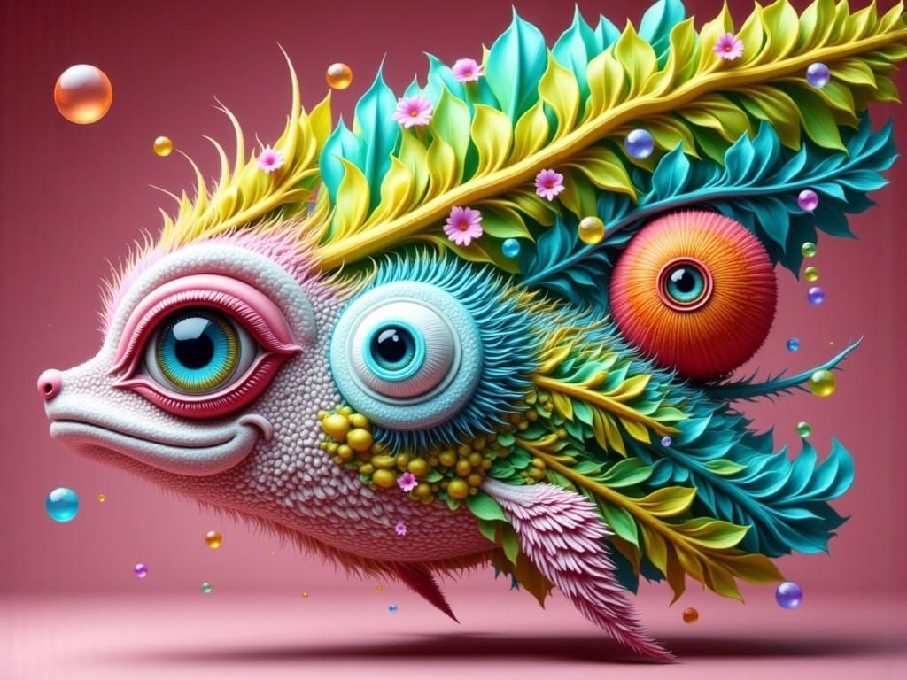 Surreal Floating Eyeball Sculpture in Abstract Style