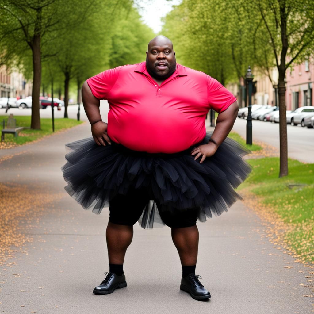 big fat black man in a tutu