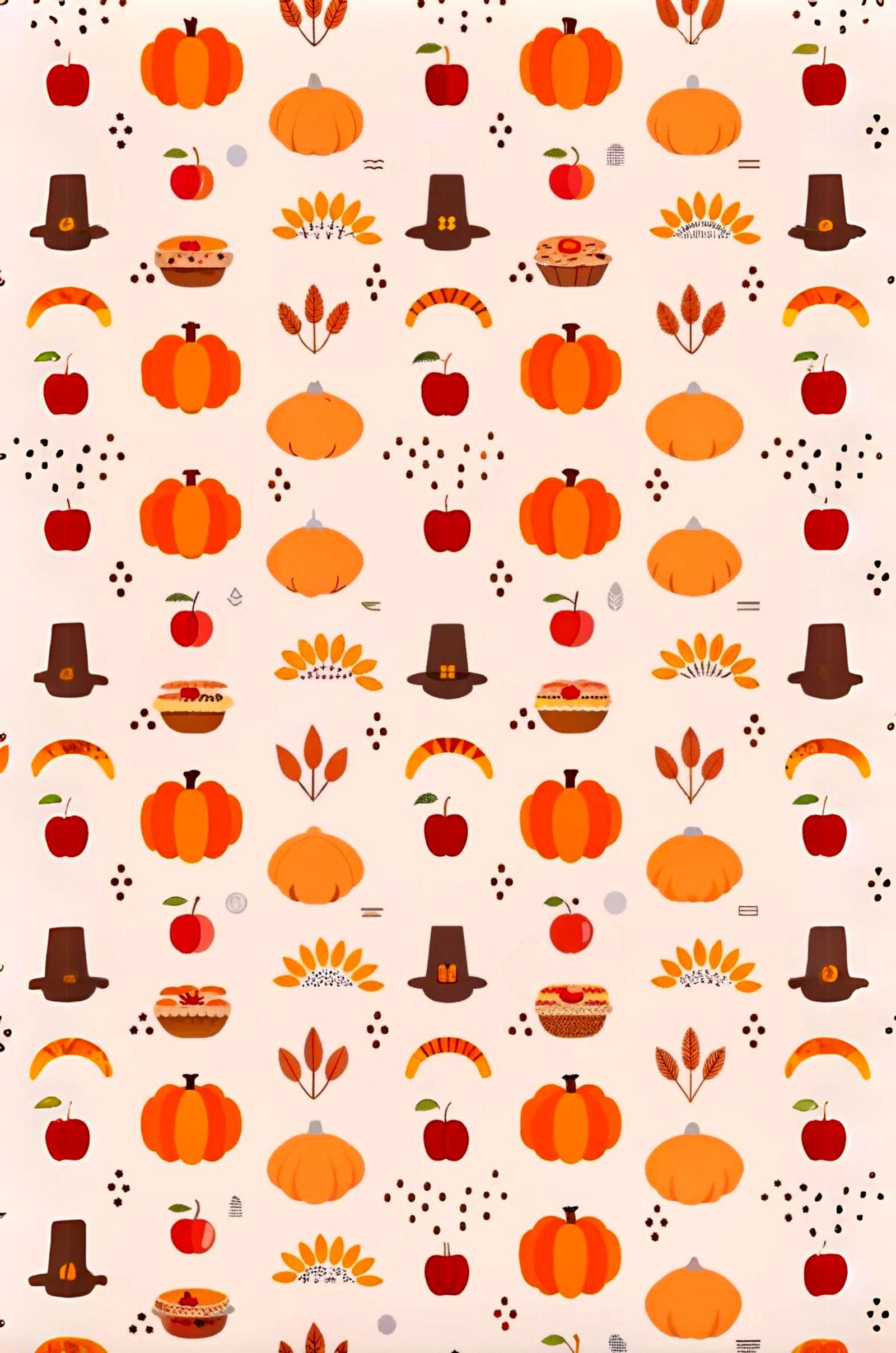 Seamless Thanksgiving food wallpaper on a light pink backgro...