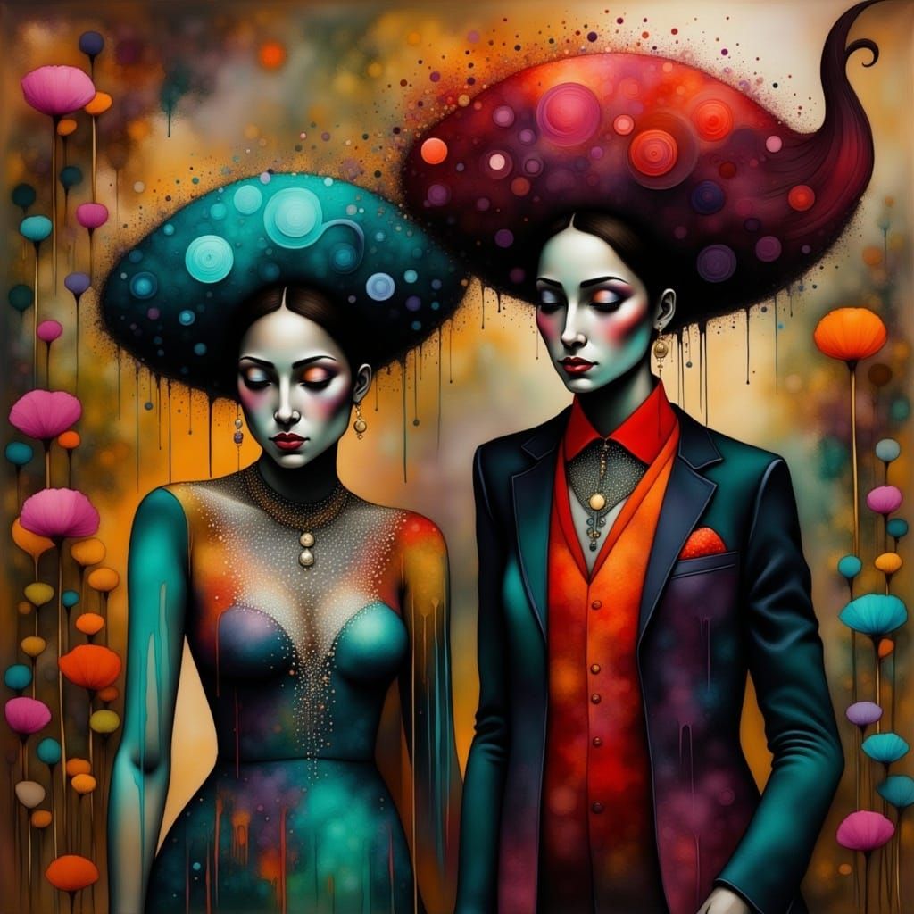 <lora:Liquid Ink Flux:1.0>love is in the air