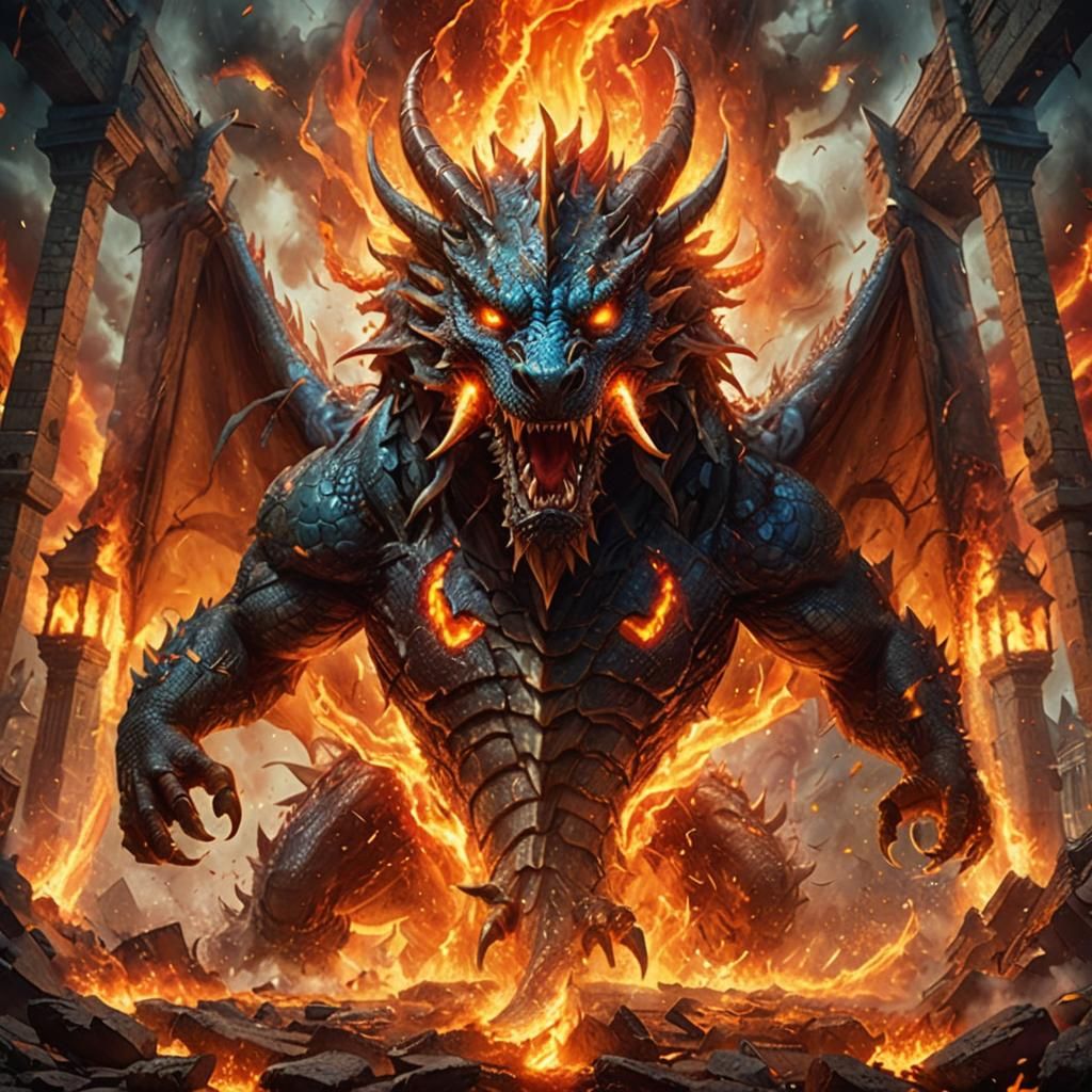 A ninja with a fire sword 