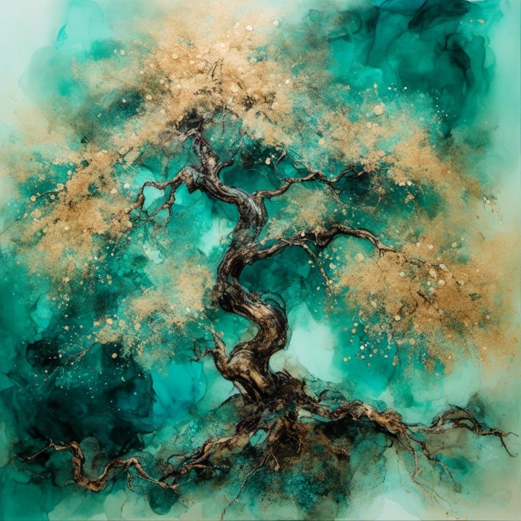 Beautiful bonsai tree <lora:Alcohol Inks:1.0>