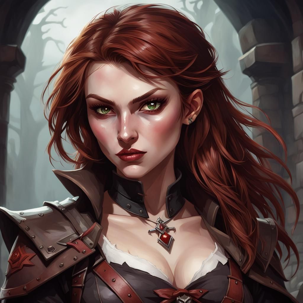 Reddish-brown haired half vampire blood hunter dungeons and ...