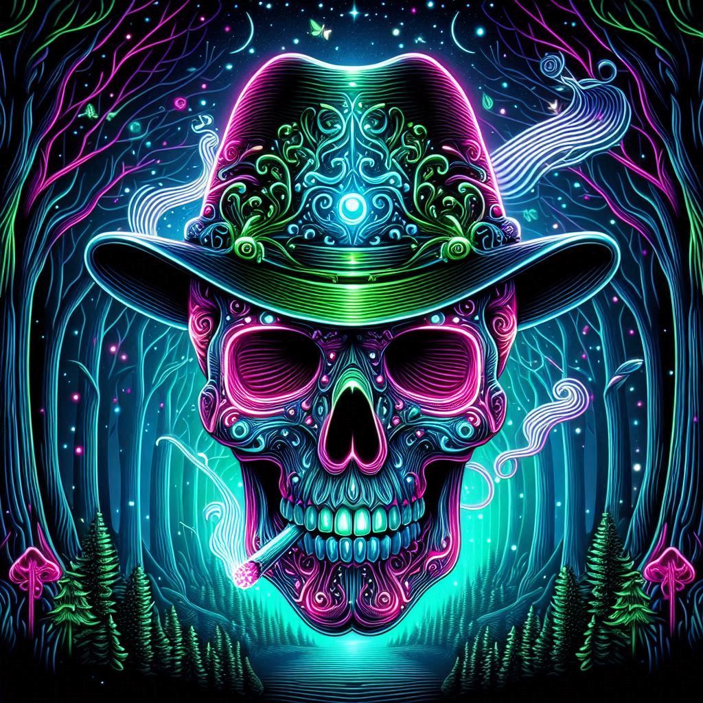 Colorful smokin' skull 💀