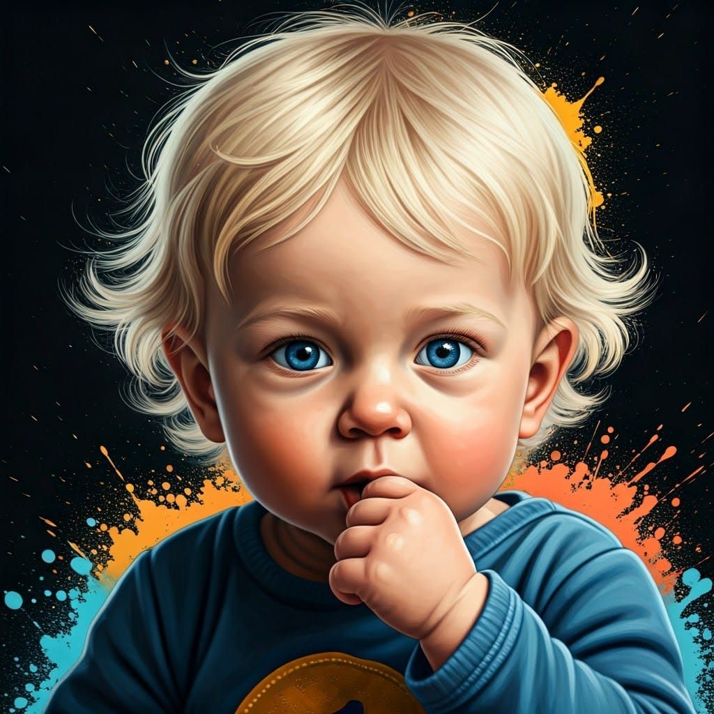 Blond Baby in Graffiti Art Style