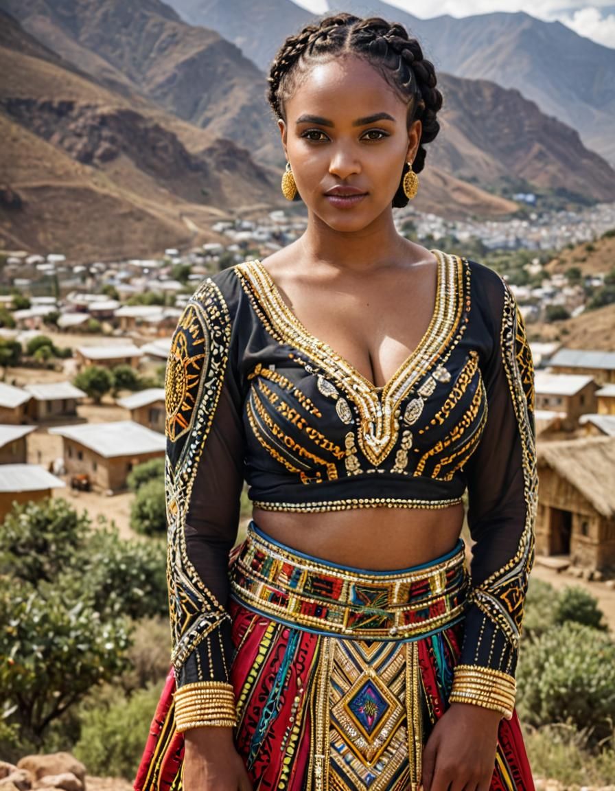 Eritrean Beauty: Voluptuous Woman in Traditional Dress