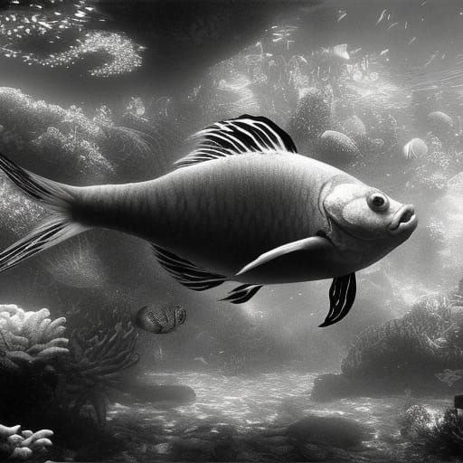 Underwater in black and white undefined