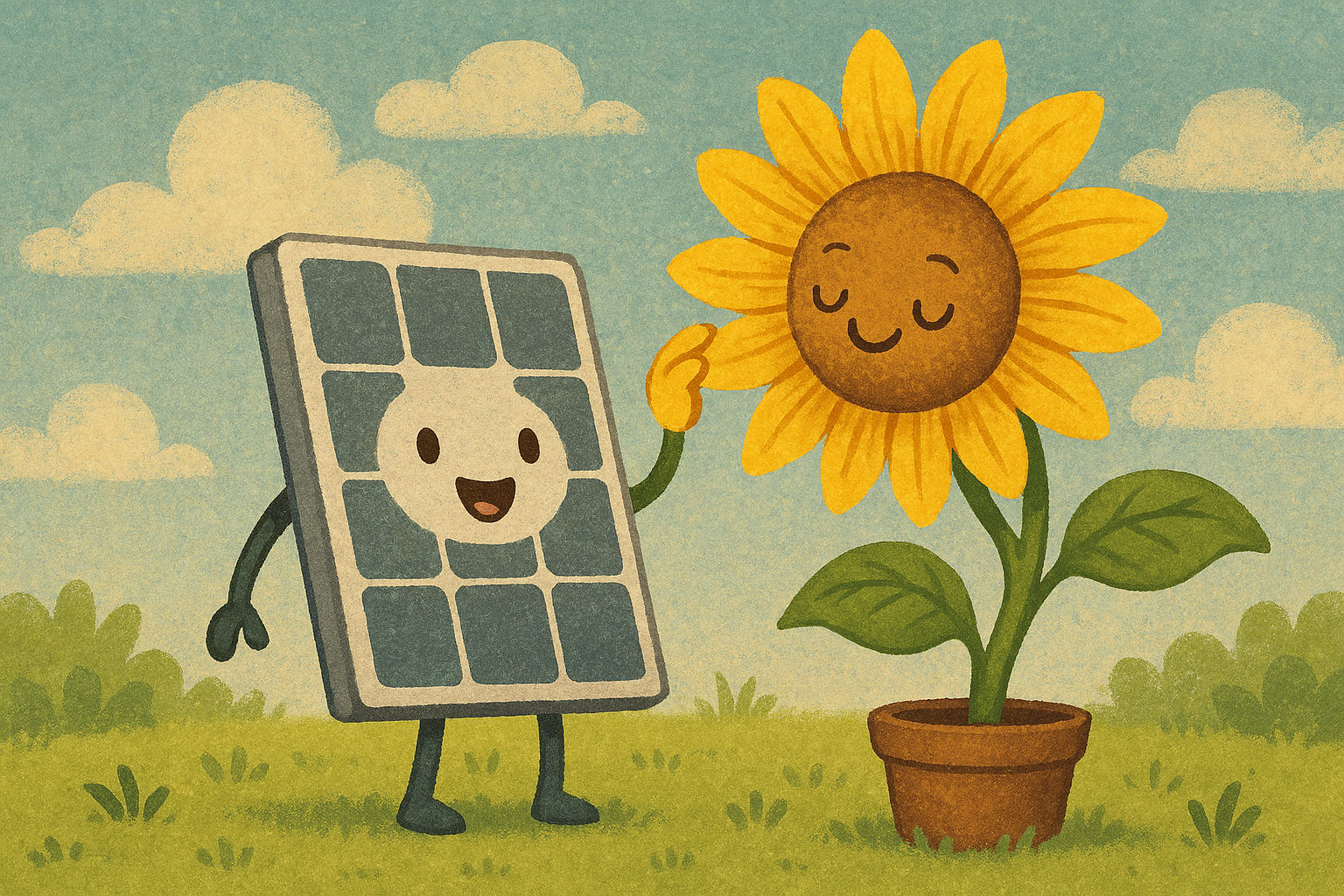 Sunflower Teaching a Solar Panel