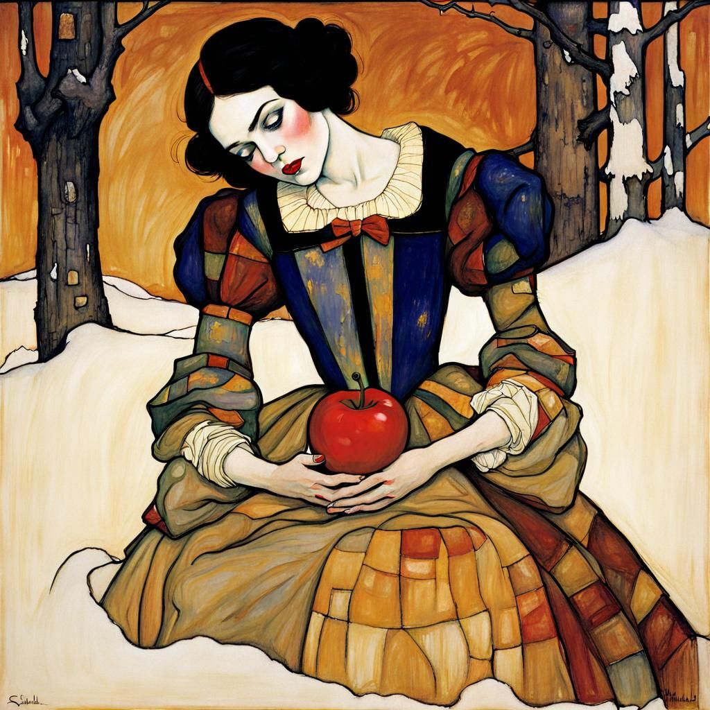 Snow White Illustration Schiele Rothko  by @Paulo
