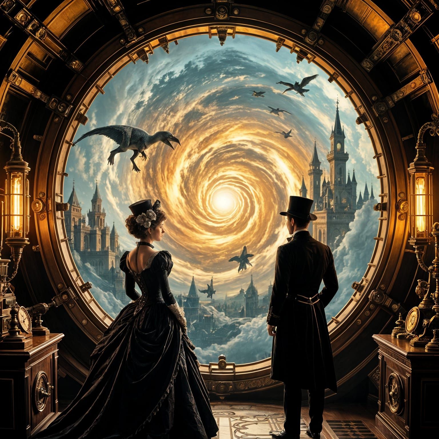 All seeing eye merging & within the time machine.  - Start Image 2