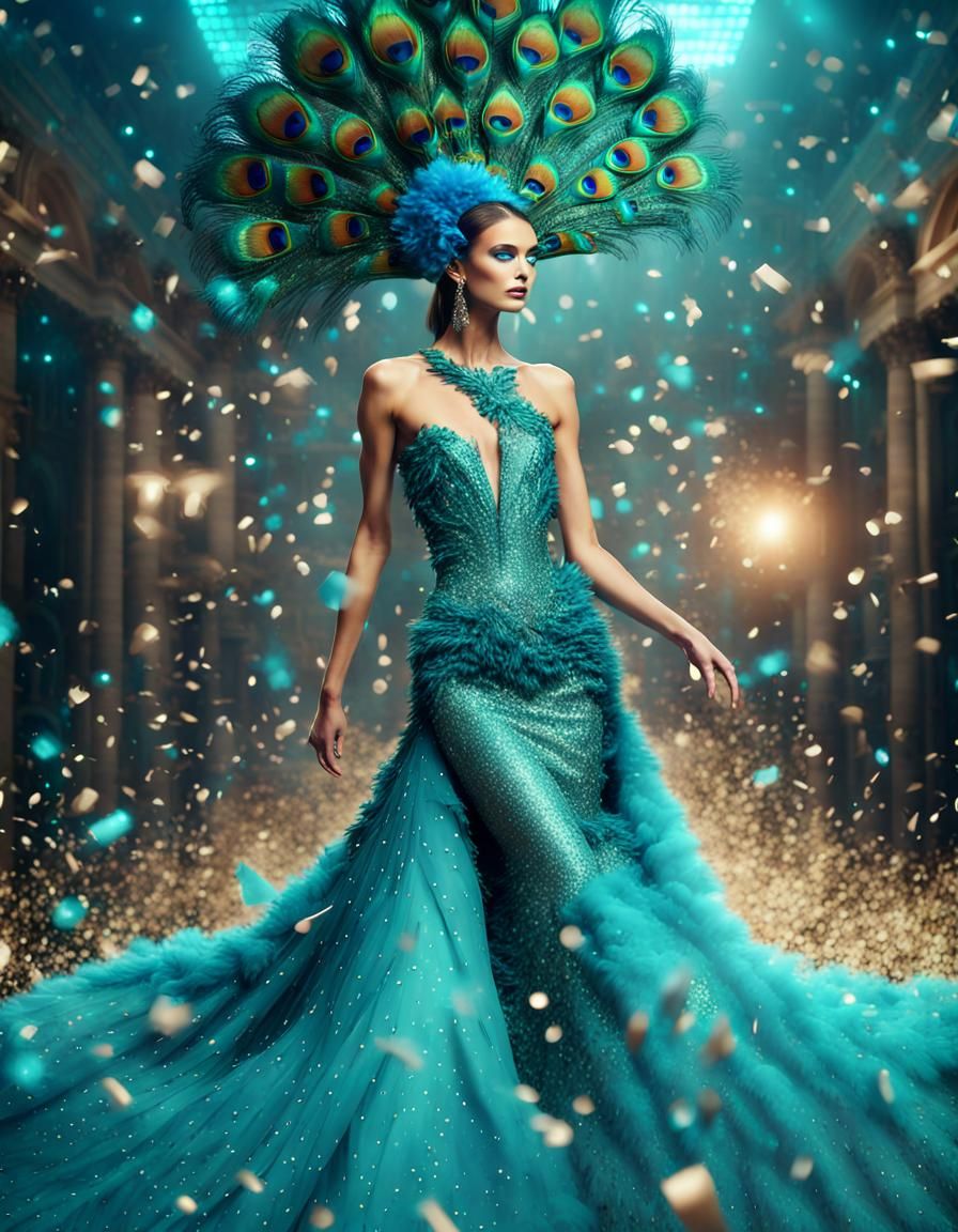 Epic Peacock Gown - AI Generated Artwork - NightCafe Creator