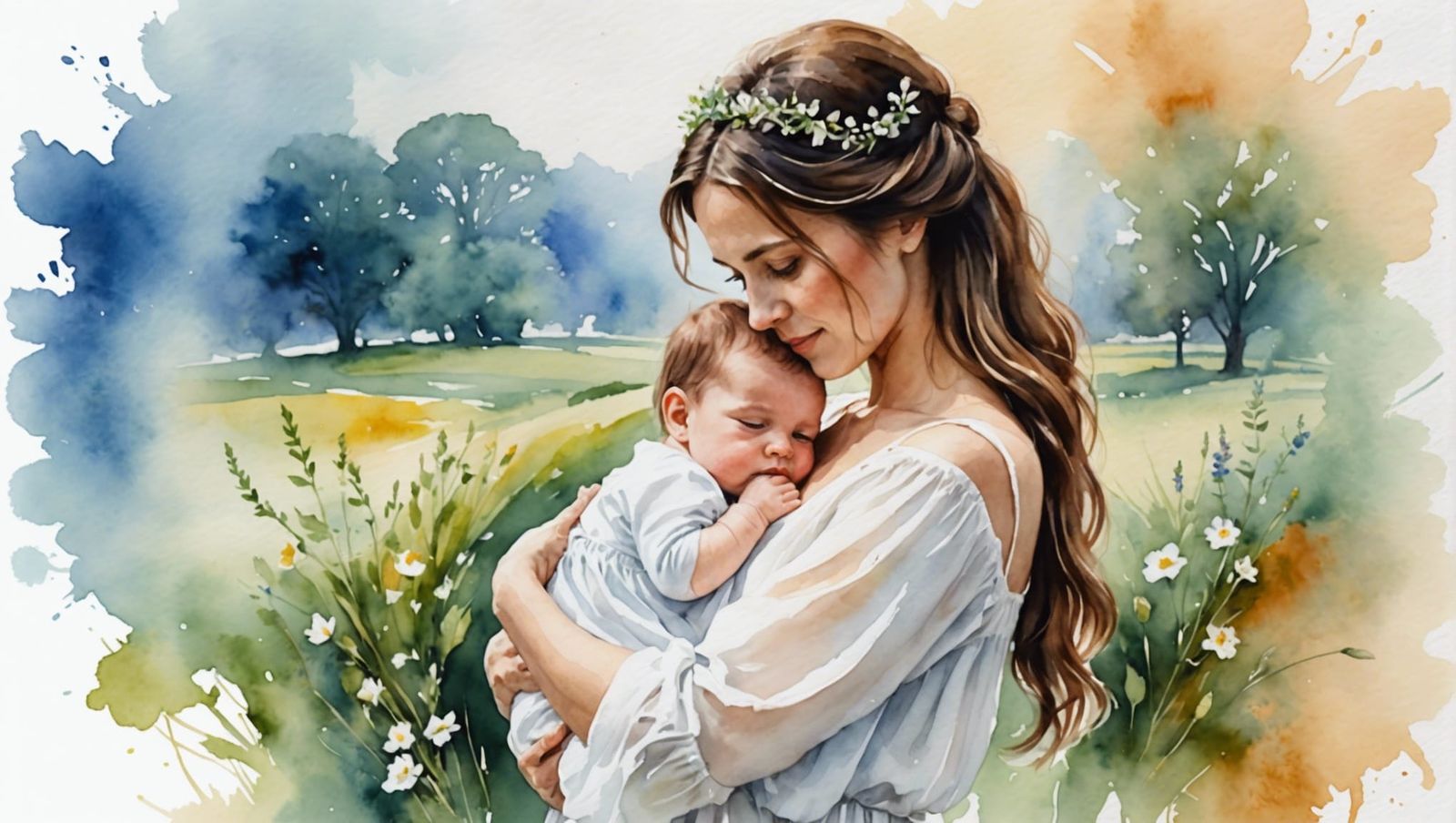 Mom hugging a newborn baby    by @undefined