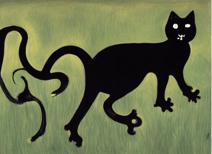 black cat on gras