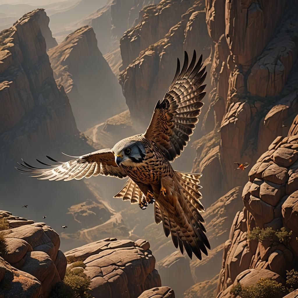 Kestrel Hovering in flight