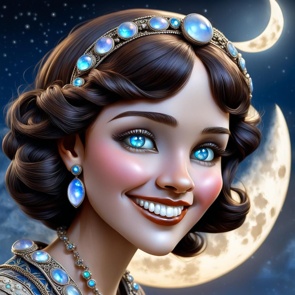 (antique super cute brunette moon girl of the 1920s, moonsto...