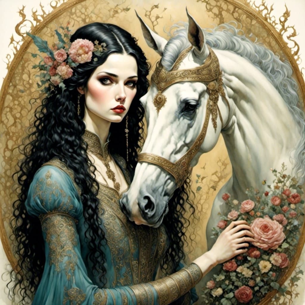 <lora:Storydweller:1.0> <lora:Broodiful:1.0> Girl with unico...