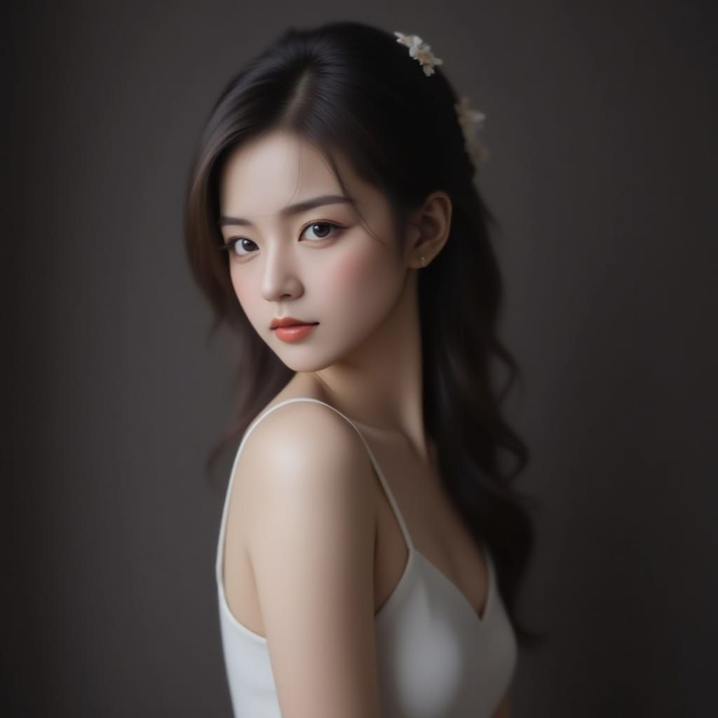 <lora:Hazy Portrait:1.0> Hazy photo of Cherry lady, side view, Soft focus, chiaroscuro, dramatic lighting.