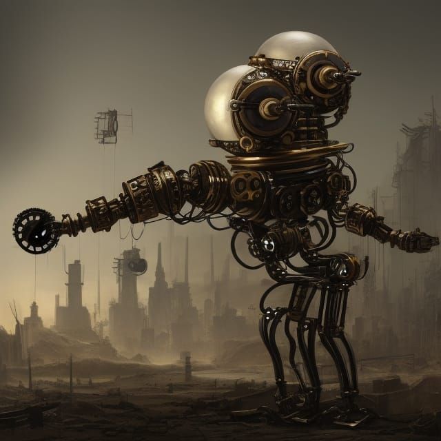 Steampunk robot automaton, 8k resolution concept art hyperde...