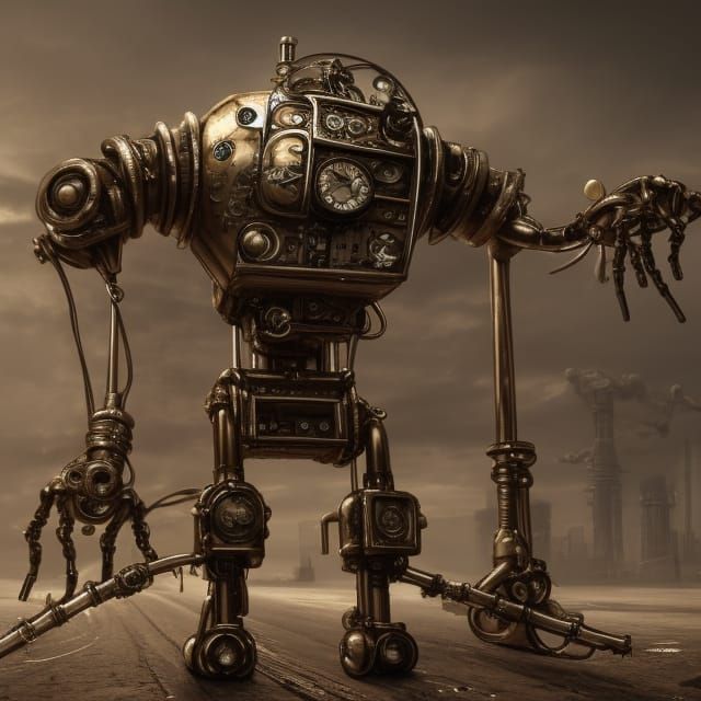 Steampunk robot automaton, 8k resolution concept art hyperde...