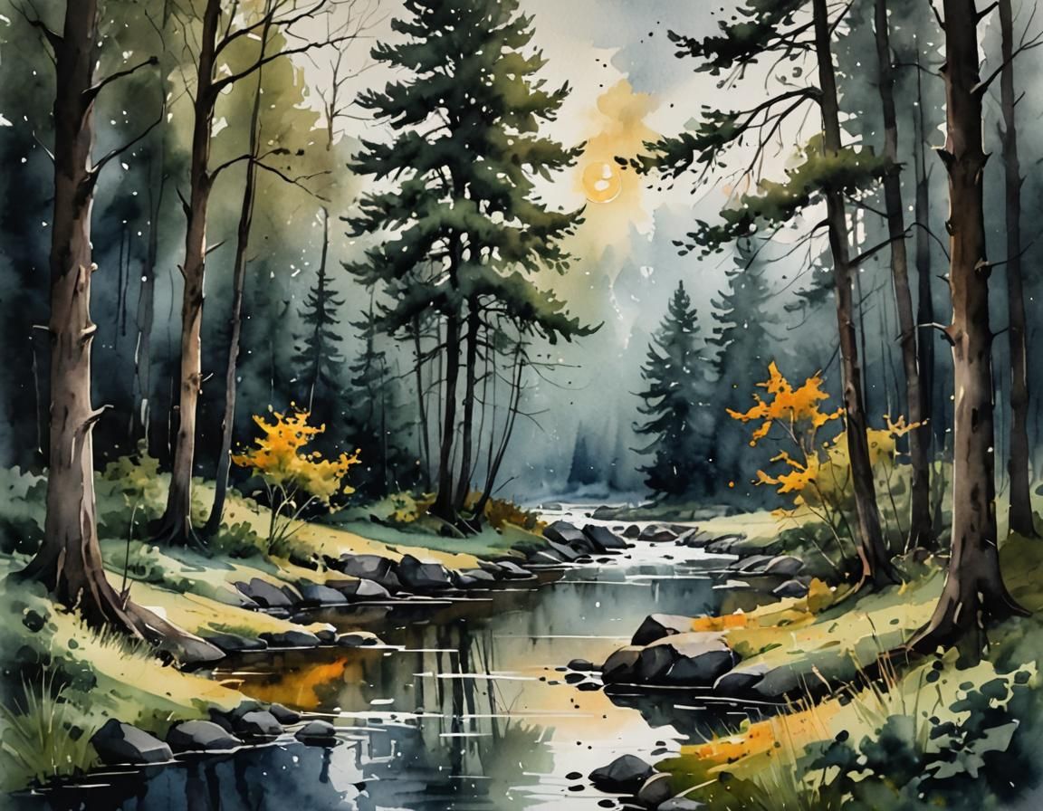 Dark & Moody Watercolor Art