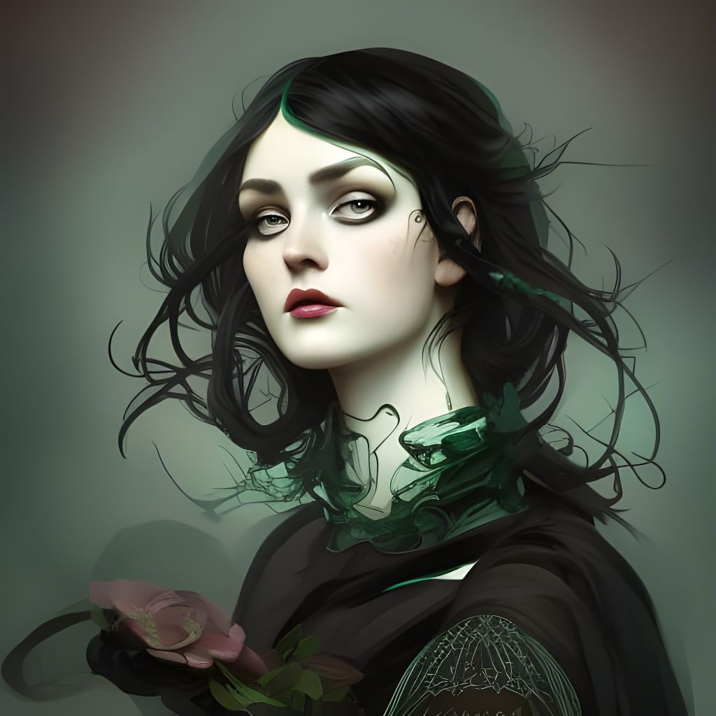 Pretty Black-Haired Goth Lady - AI Generated Artwork - NightCafe Creator