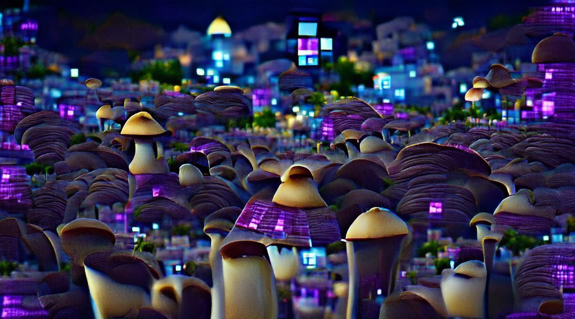 Mushroom City at Night