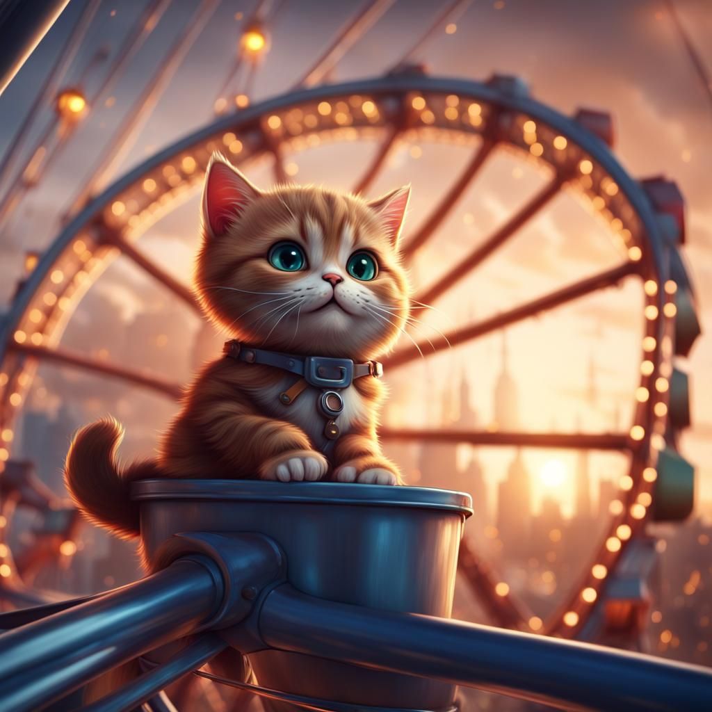 "I have to be how tall?"  cat on a Ferris wheel   by @Drivers