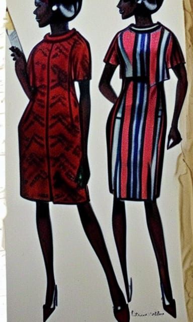 1960s African American young lady fashion sketch