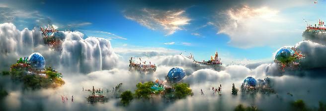 Fantasy world in the clouds