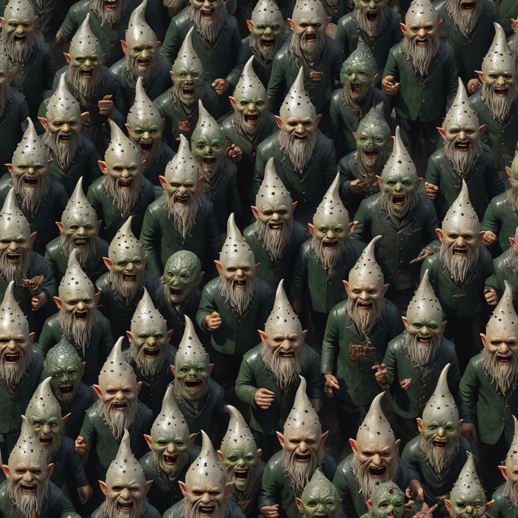 One hyperrealistic Evil garden Gnome as a Pinhead, from the ...