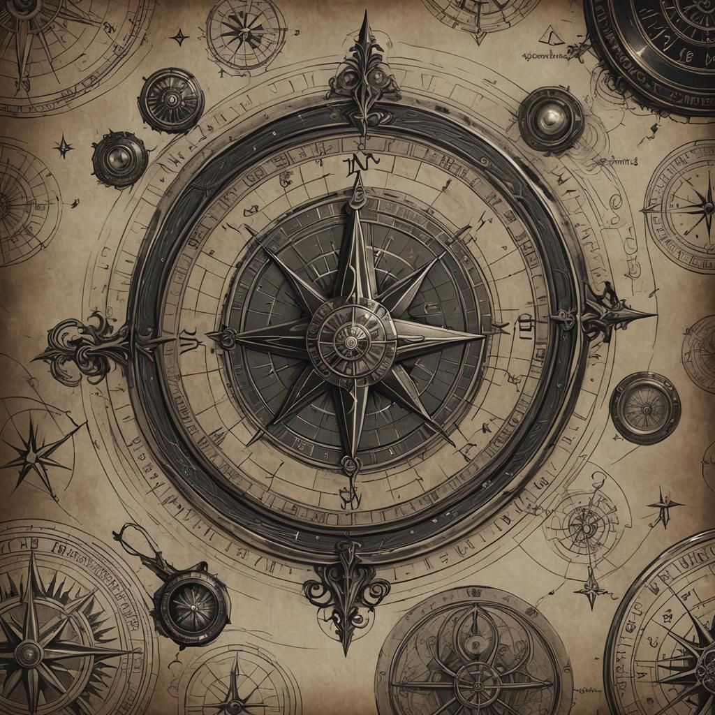 sketch of a wizard's compass