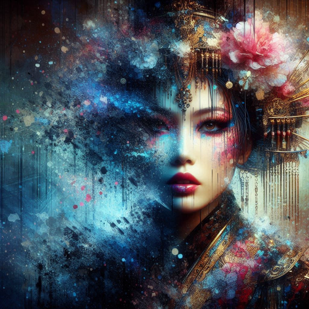 double exposure beautiful fantasy DALL-E 3 portrait landscap...